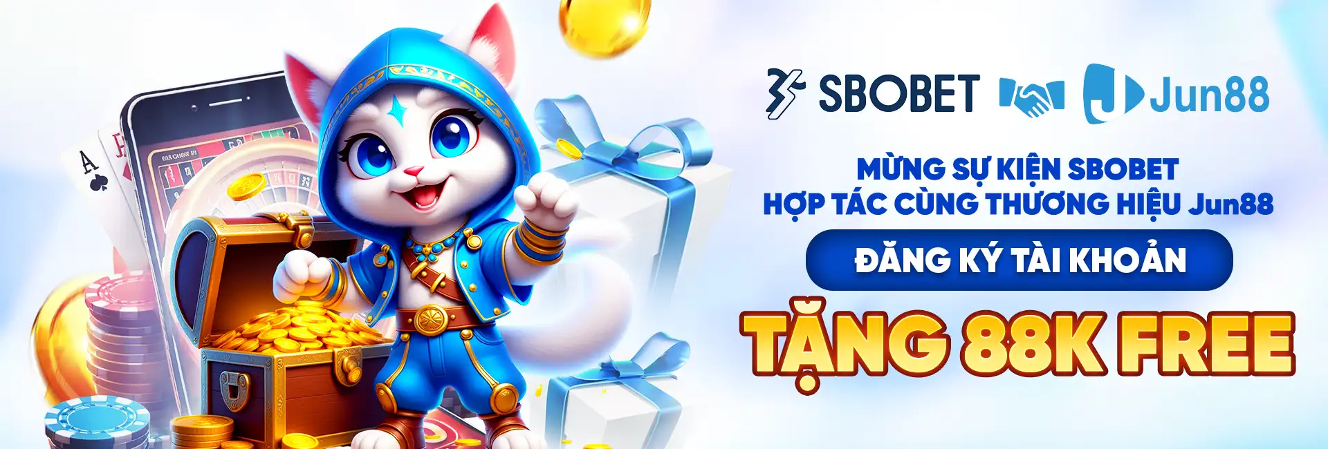 Mừng sự kiện SBOBET hợp tác cùng thương hiệu Jun88 . Đăng Ký Tài Khoản Tặng 88K Free